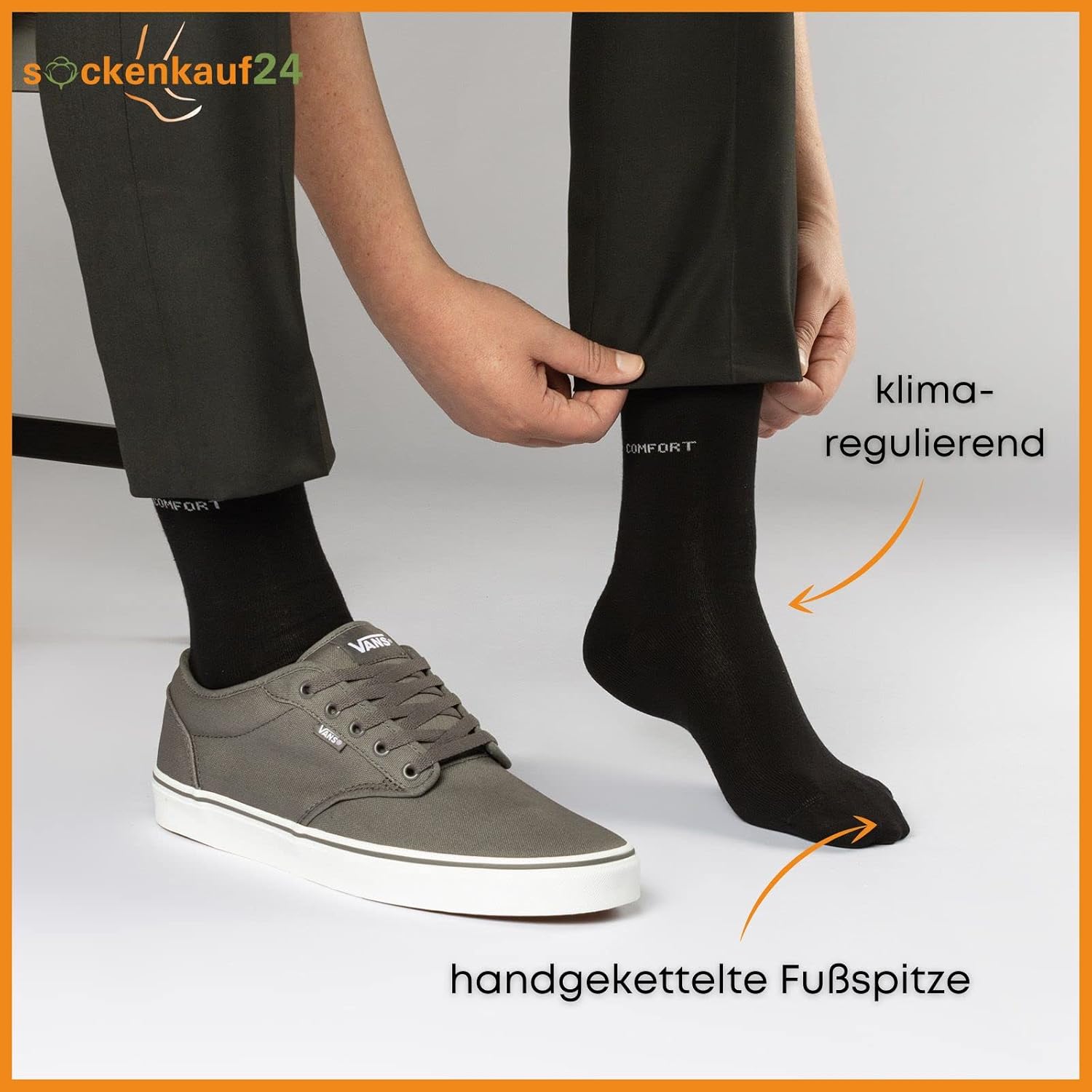 Detalle 2 de 10 Paar Comfort Socken ohne Gummi & ohne Naht – Baumwolle, Komfortbund, Herren & Damen