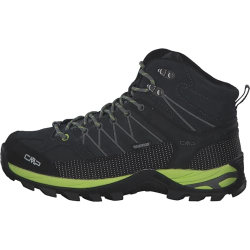 Detalle de CMP Rigel Mid Trekking Shoes Wp da Uomo – Antracite/Limegreen, taglia 46