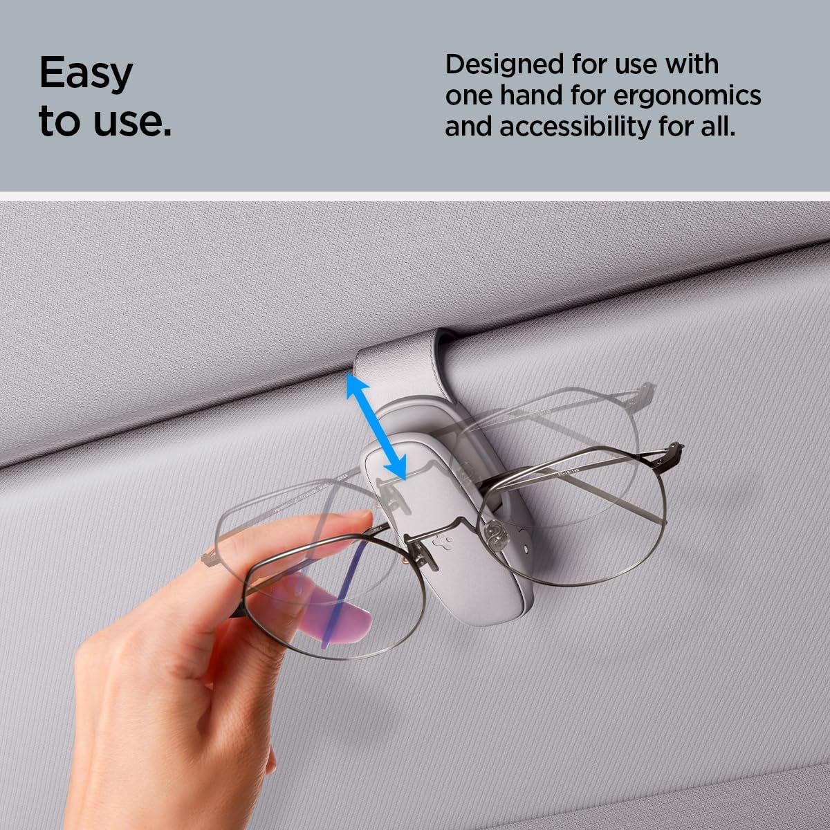 Thumbnail 3 de Spigen support lunettes universel avec pince en silicone pour pare-soleil (lot de 2) – Gris