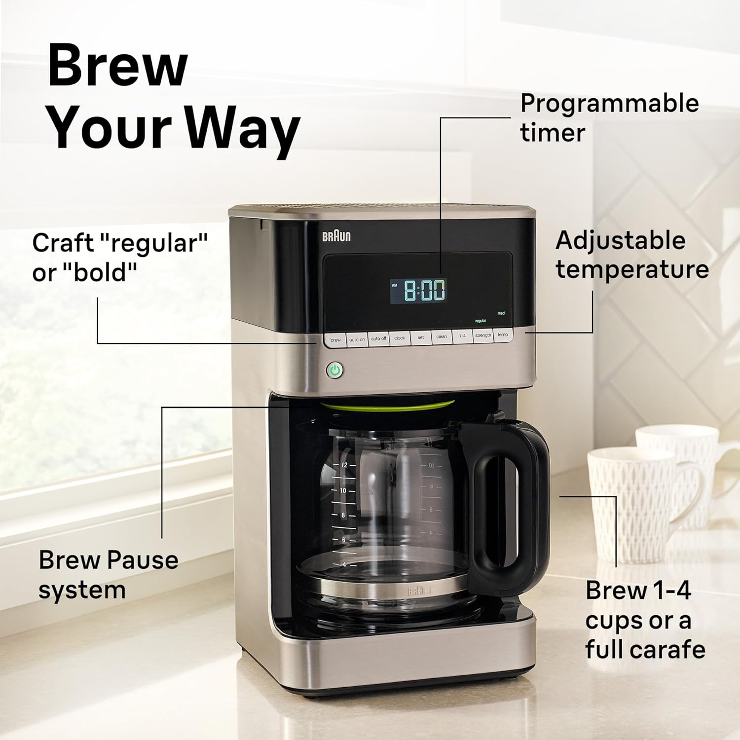 Thumbnail 3 de Braun BrewSense 12-Cup Drip Coffee Maker