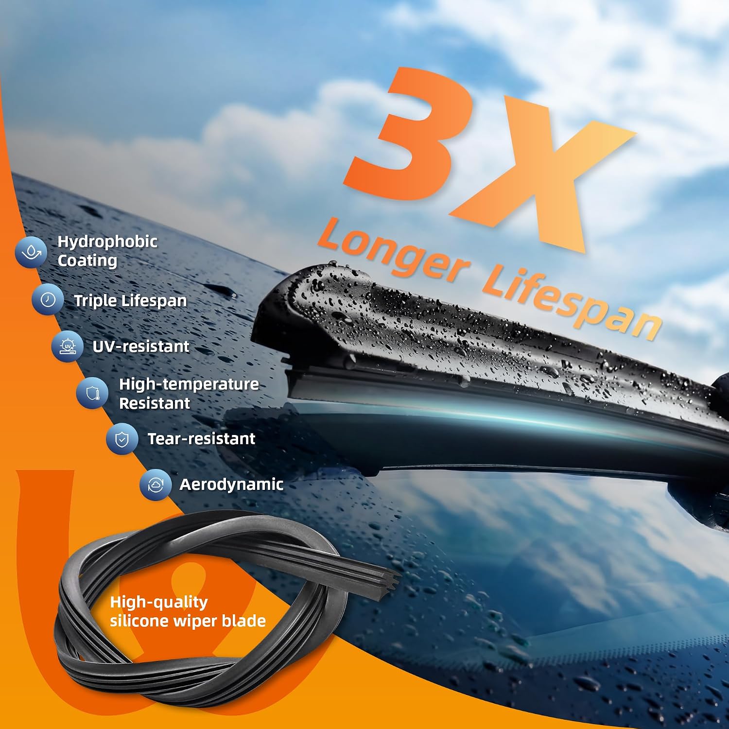 Detalle 2 de WOWIPER OEM 26"16" Silicone Wiper Blade Set of 2