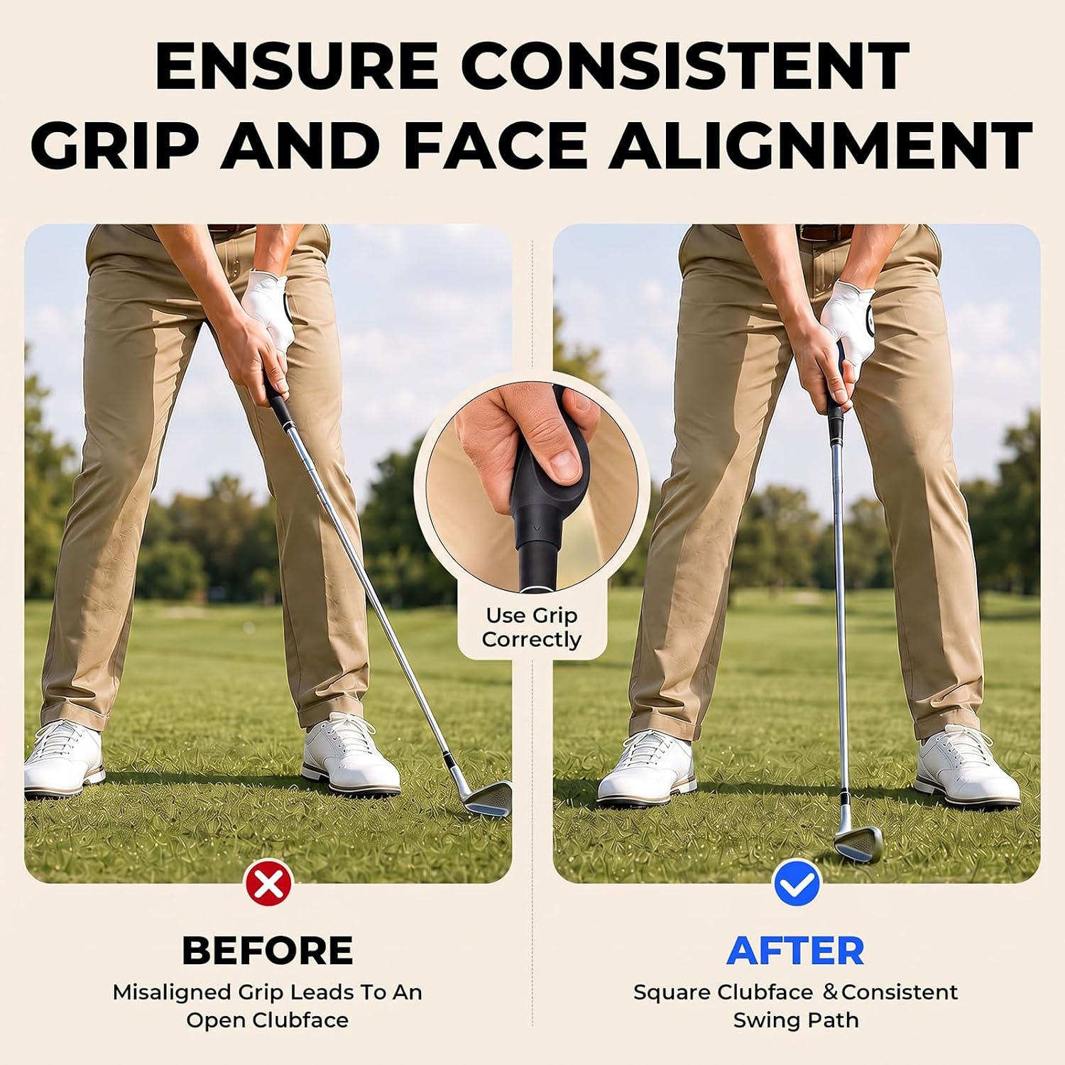 Detalle 1 de TOYEYE Golf Grip Trainer for Right-Handed Players, Standard Fit, Non-Slip Rubber