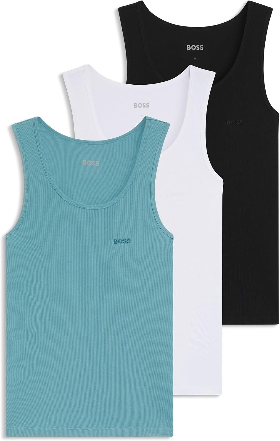 Detalle de BOSS Herren TankTop3P RibClassic Dreierpack Unterhemden aus RIPP-Baumwolle