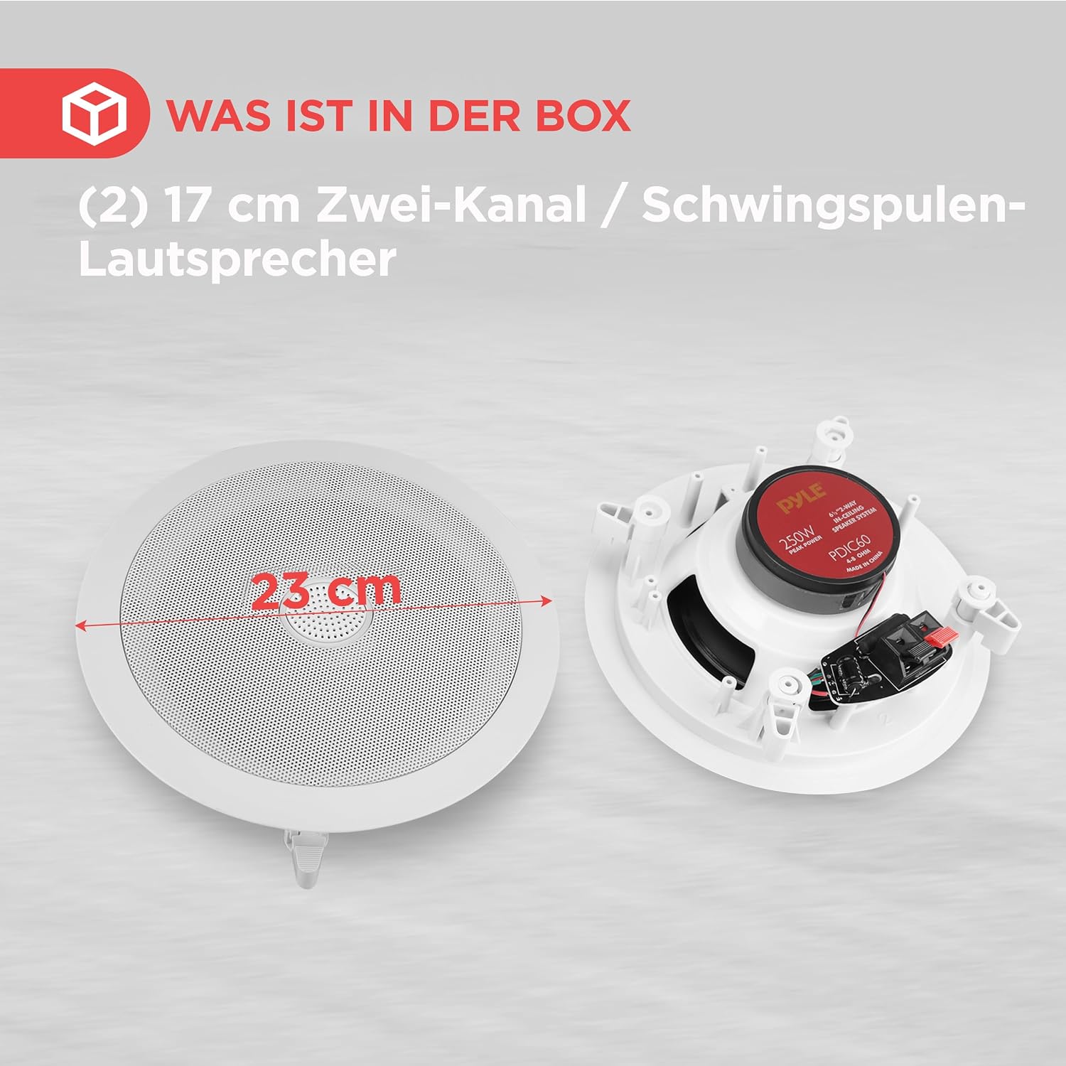 Detalle de Pyle Deckeneinbaulautsprecher 250W – 16,5 cm Deckenlautsprecher, 2-Wege, Weiß