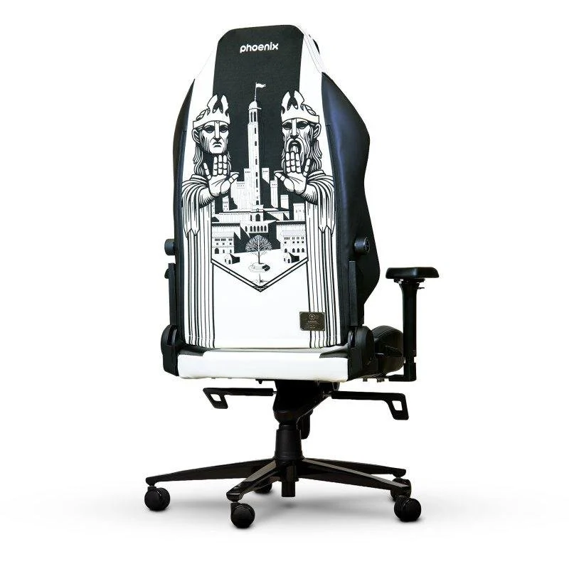 Detalle de Silla gaming Phoenix Monarch Edición Gondor XL: lujo en cuero napa y terciopelo
