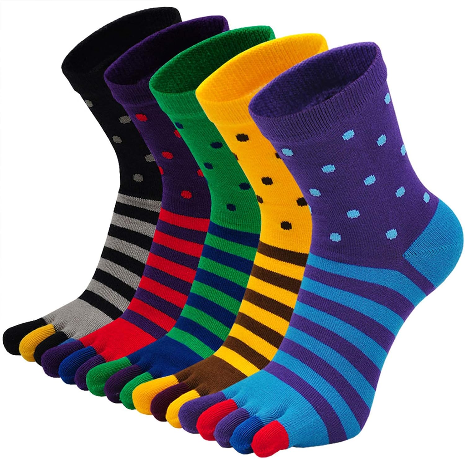 Detalle de Chaussettes 5 Doigts Homme coton à orteils séparés fantaisie (5 paires) – Tailles 39-44/45-48
