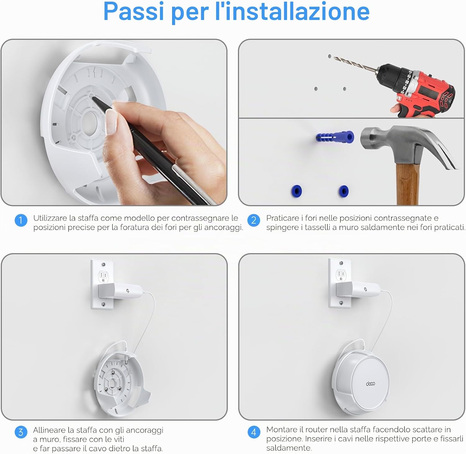 Thumbnail 5 de XLTTYWL Deco WiFi 7 Kit di montaggio a parete per Deco BE23/BE25/BE3600/BE5000