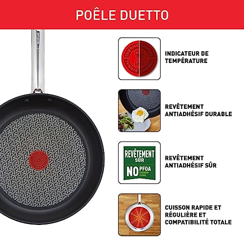 Thumbnail 2 de Tefal Duetto, poêle antiadhésive 24 cm en acier inoxydable, compatible induction