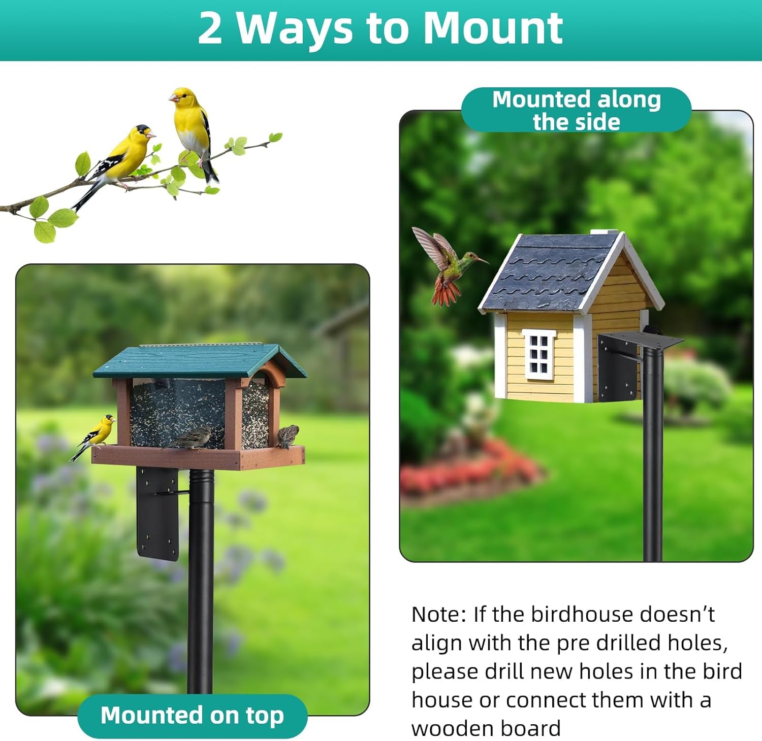 Thumbnail 3 de Bird Table Stand for Garden 150 cm: Heavy-Duty Outdoor Bird Feeder Pole with 5‑Prong Base