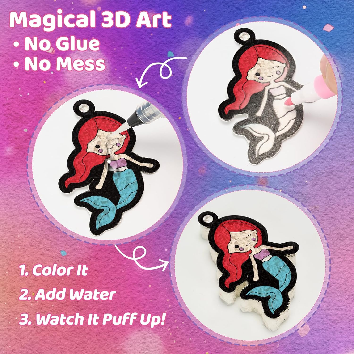 Thumbnail 1 de Bafeil Aqua Puffs 3D Art Kit for Girls – Magic Foam Texture Painting Set