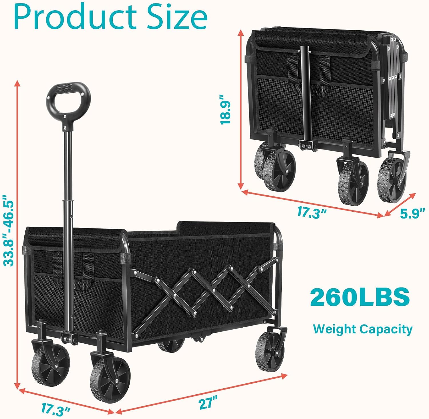 Detalle de Collapsible Wagon Cart with Steel Frame