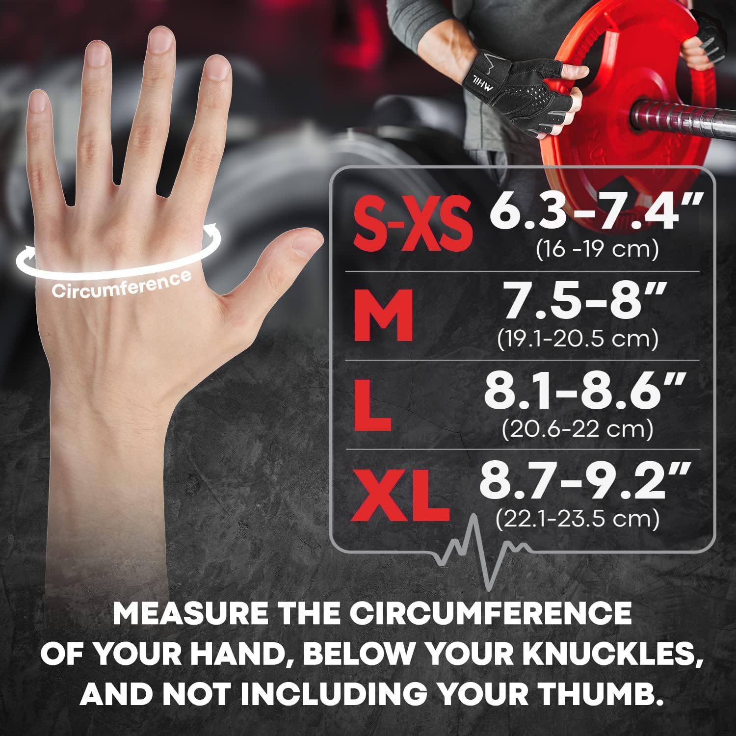 Detalle 1 de MhIL Workout Gloves for Men, Fingerless with Silicone Grip and Wrist Wraps