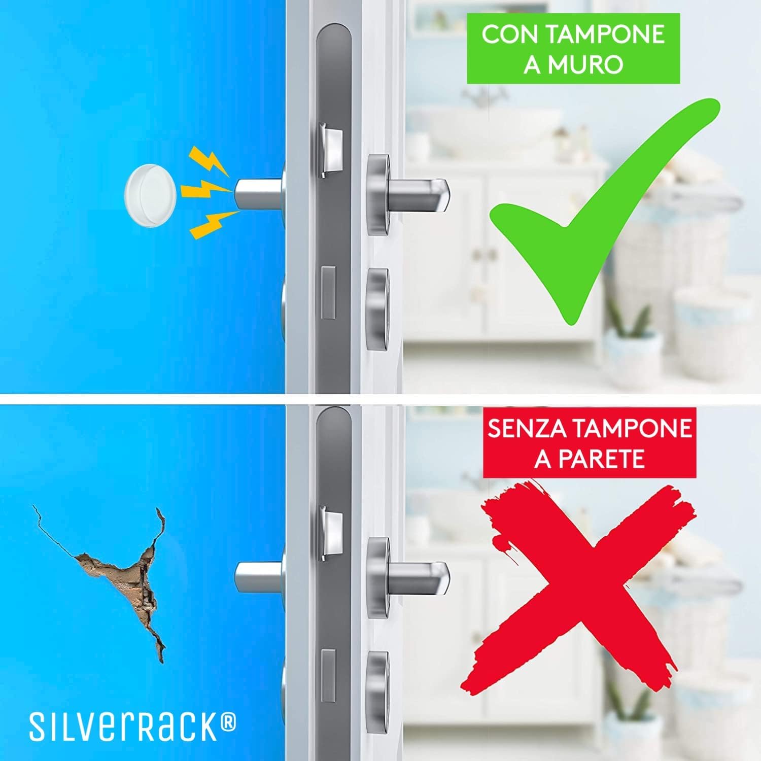 Detalle 2 de SilverRack Fermaporta Adesivo da Muro Bianco 12 pezzi