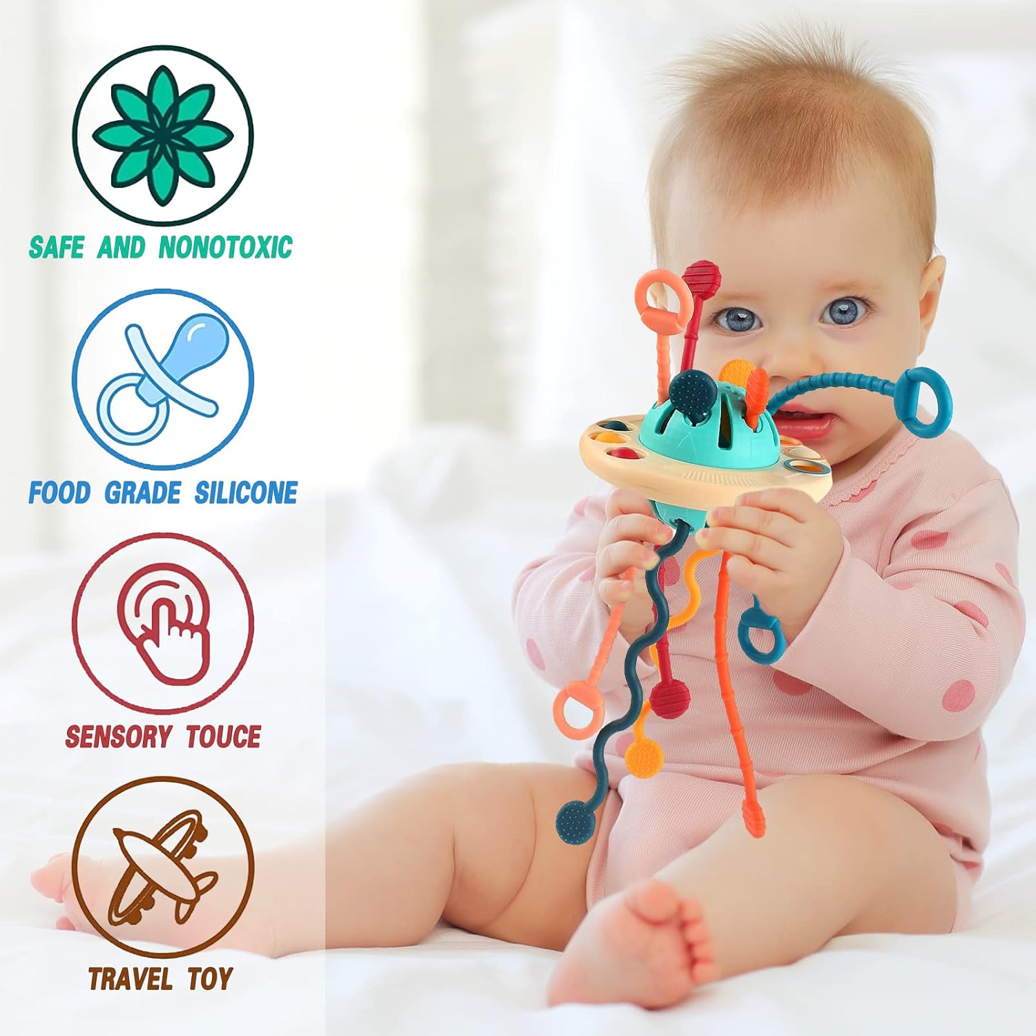 Detalle de Tospino Jouet Montessori pour Bébé 18 Mois – Jouet Sensoriel et Dentition en Silicone