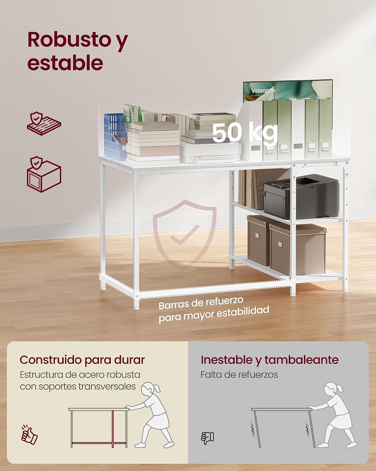 Thumbnail 5 de VASAGLE LWD135WF01 Scrivania Angolare 110 x 80 cm