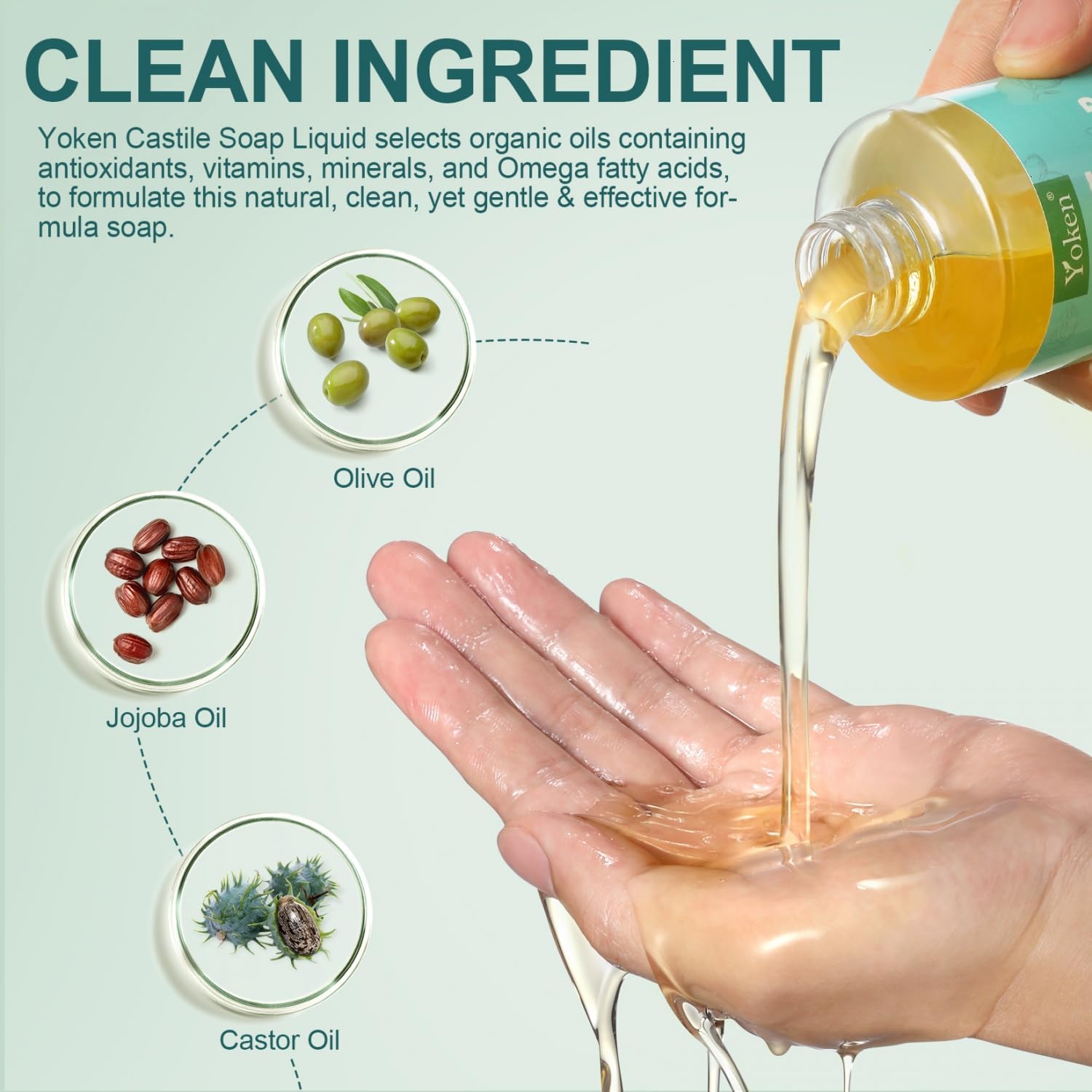 Detalle de Yoken Pure Castile Liquid Soap, 8 oz Unscented with Organic Oils