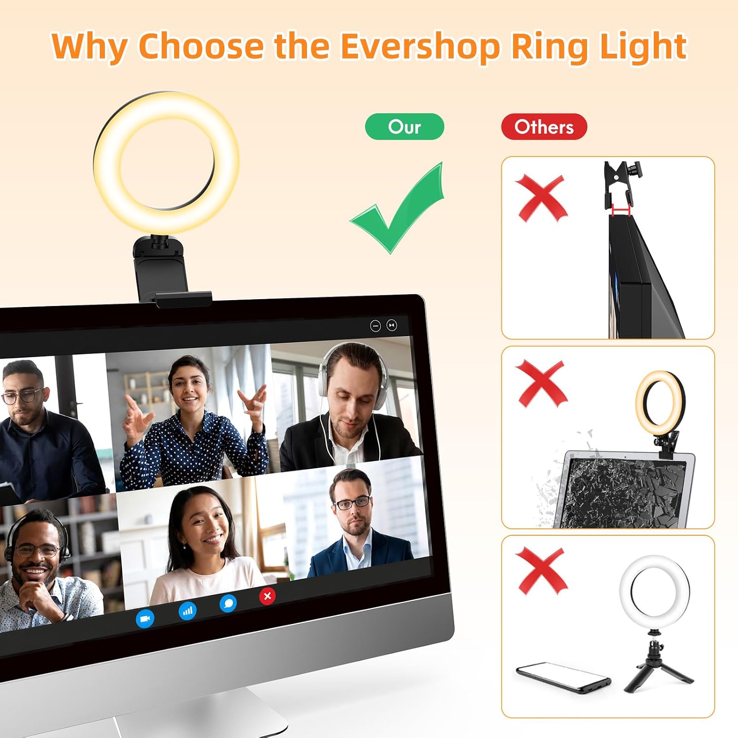 Thumbnail 4 de 5" Desk Ring Light with Stand — LED ring light for video calls