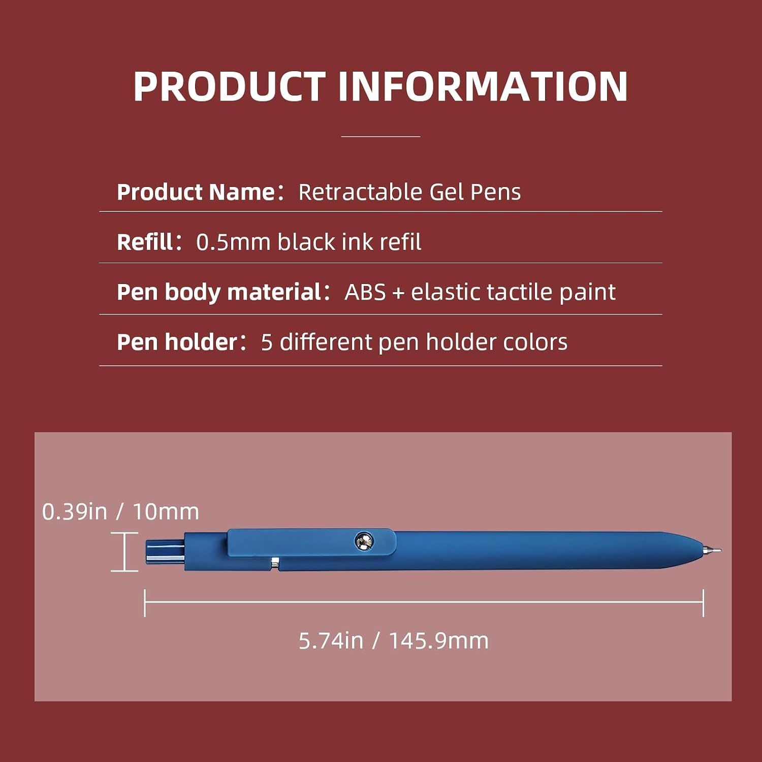 Detalle de YOXMJDB Model 1 Gel Pens, 0.5 mm Black Ink, Retractable Soft-Grip, 5-Pack