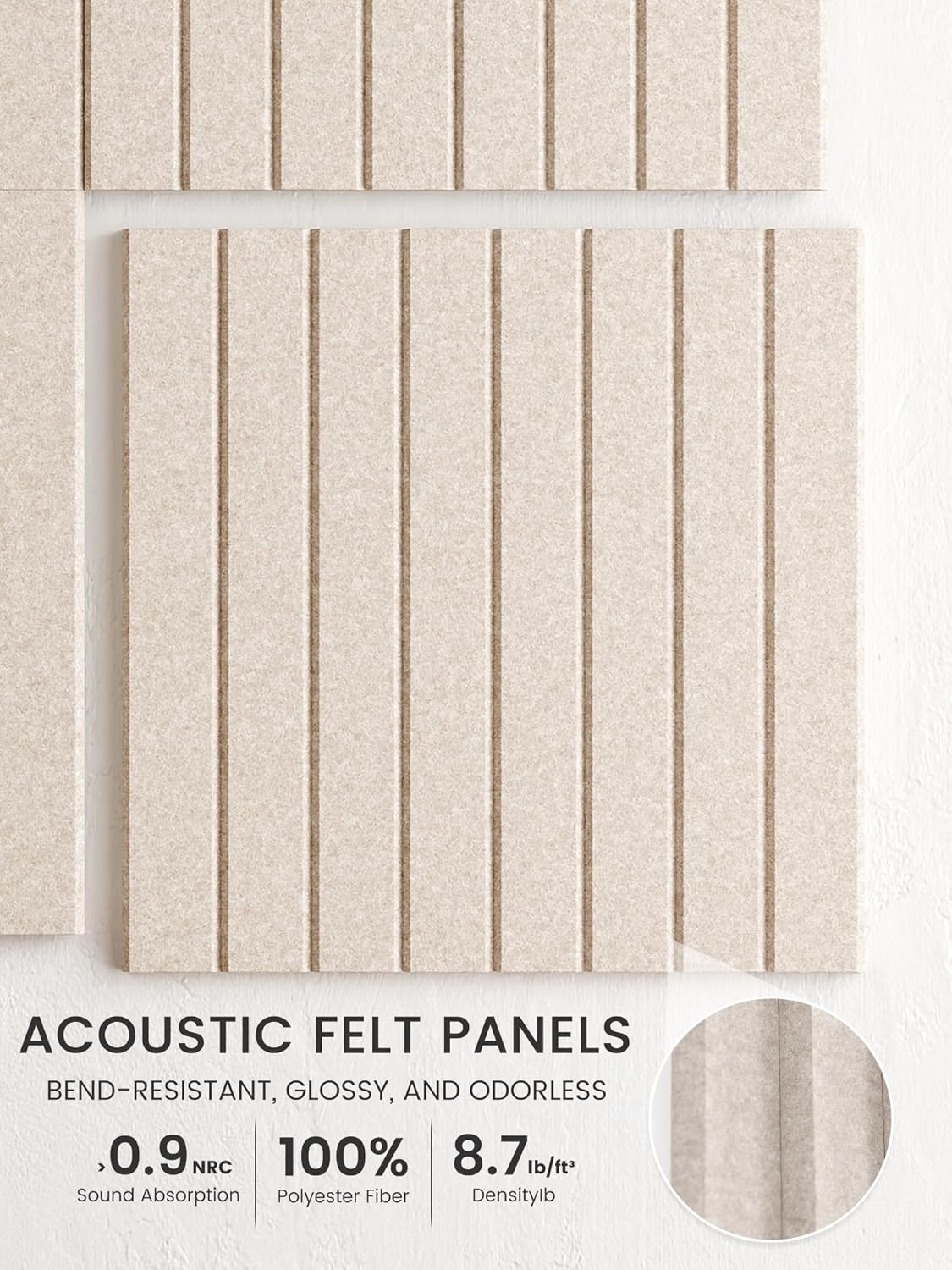 Thumbnail 2 de Bumusty large felt bulletin board tiles (48 x 36"), cork board alternative with adhesive tabs and 30 pushpins