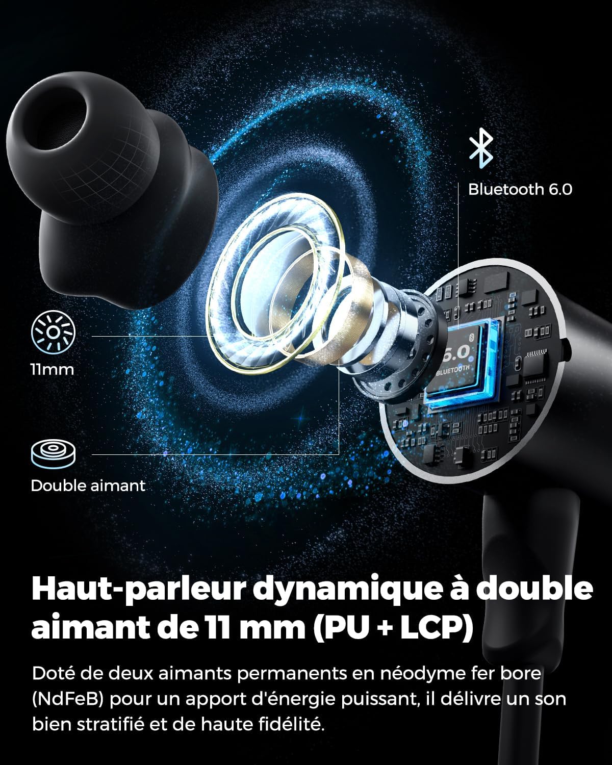 Thumbnail 1 de SoundPEATS Q40HD Casque Bluetooth à Collier: Son Hi-Res, Étanchéité IP67 et 20h d’autonomie