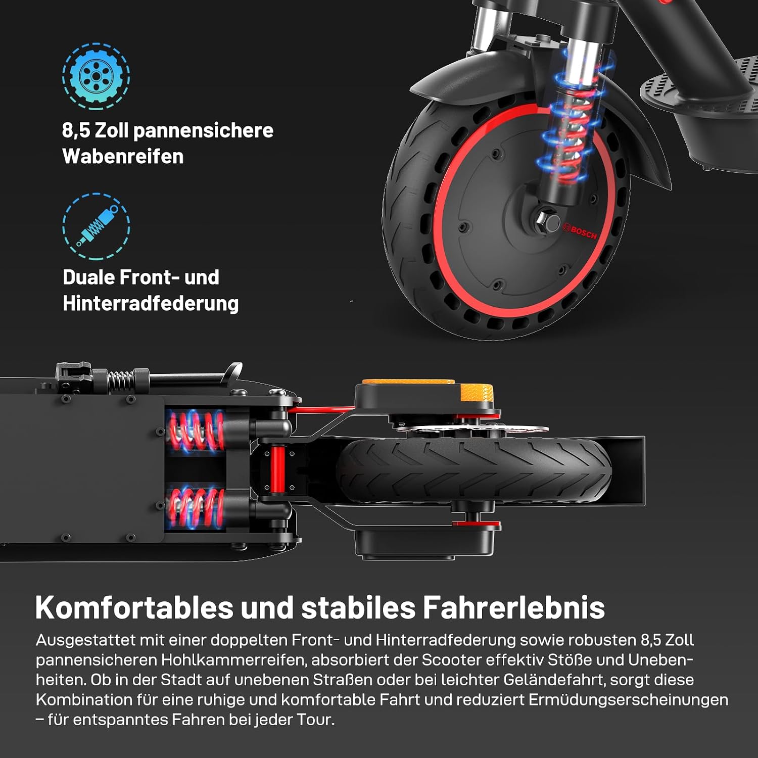 Thumbnail 6 de EVERCROSS EV85F/EV10K PRO E-Scooter mit Straßenzulassung (ABE) und APP – 400W Motor, faltbar