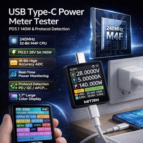 Detalle de AVHzY K2 USB Spannungs- und Strommesser – PD3.1 / EPR 28 V Protokolltester (K2R 48V)