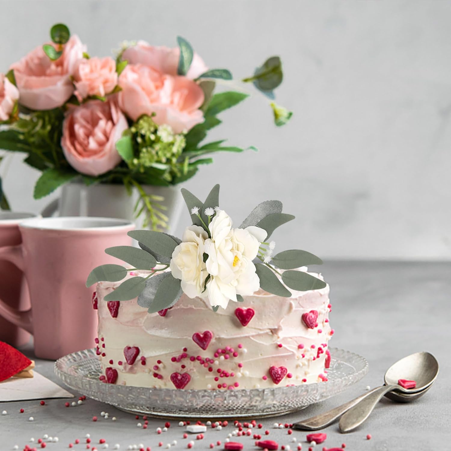 Detalle de Xsstarmi 1 Pack Pre-Made Silk Rose Cake Topper – Ready-to-Use Decoration for Cakes and Desserts
