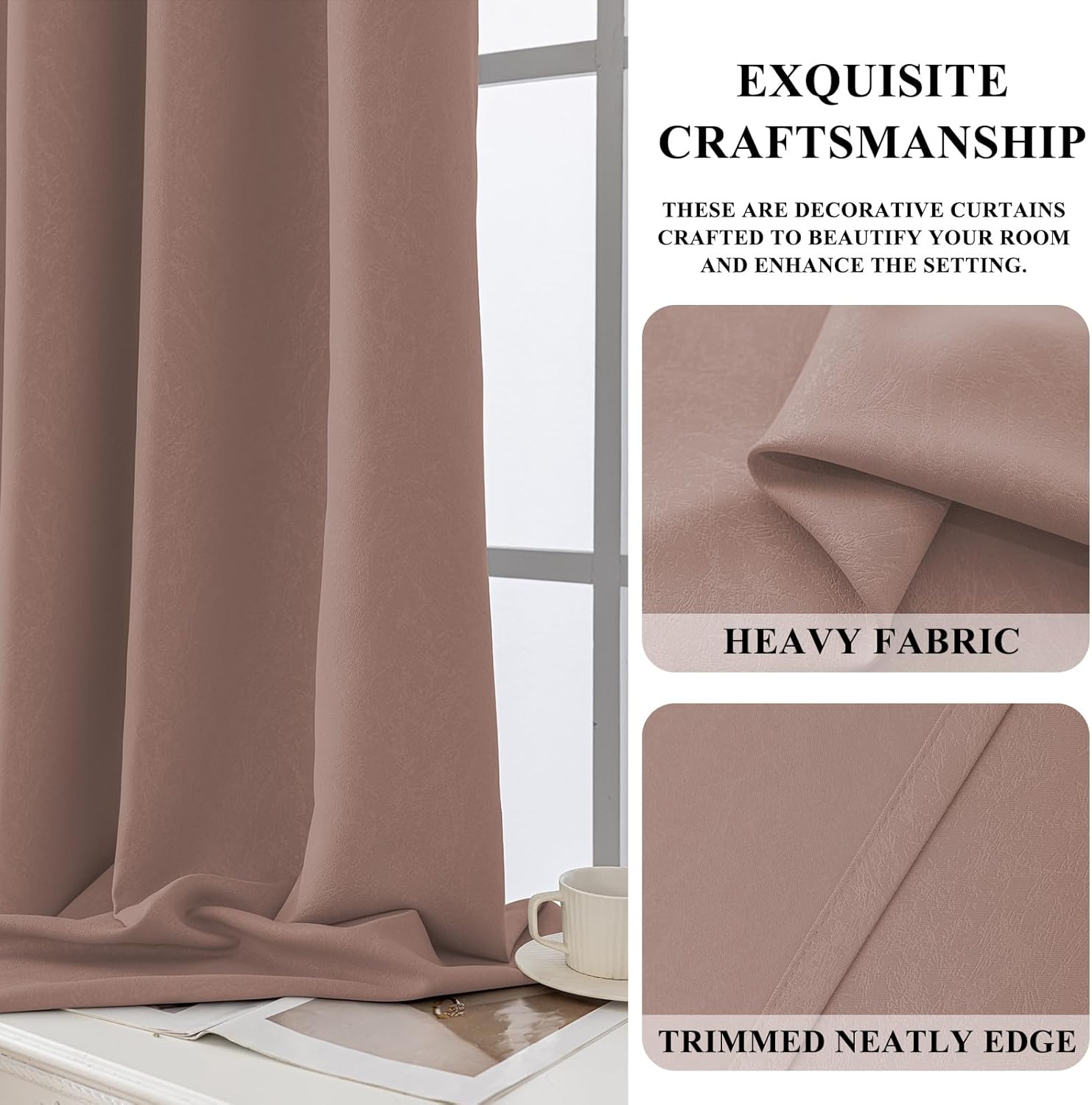 Thumbnail 4 de Ystyle Lot de 2 rideaux occultants 140x240 cm à œillets, anti-froid, anti-chaleur et anti-UV (rosa selvatica)