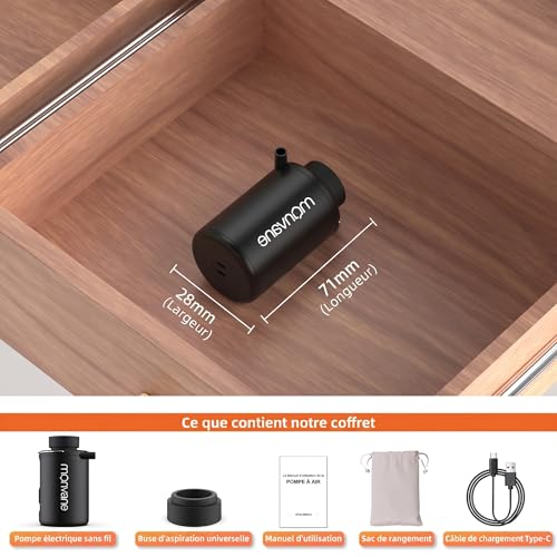 Detalle de MONVANE Bomba de Vacío Eléctrica Portátil para Bolsas de Ropa – Mini USB-C
