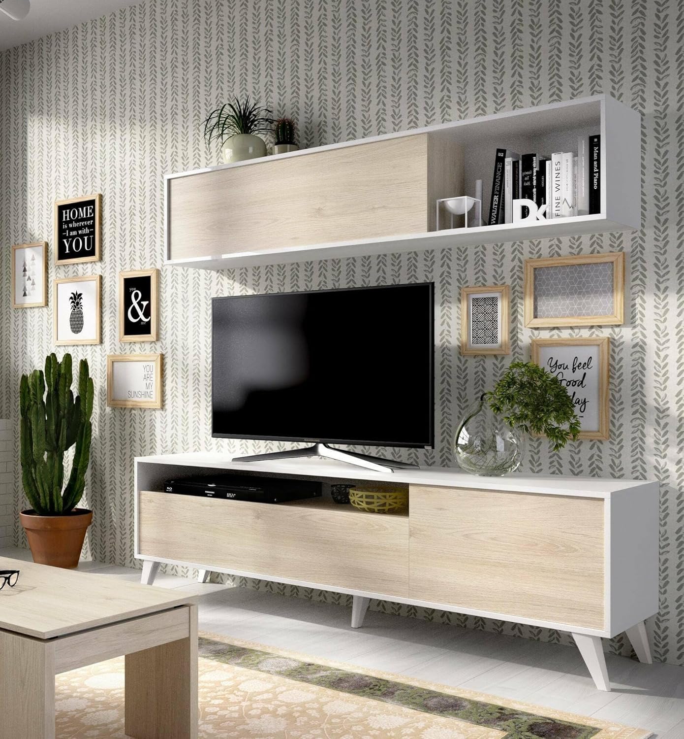 Thumbnail 6 de Dmora Parete Attrezzata Tambo – Composizione soggiorno 180x41 h180 cm, Bianco e Rovere