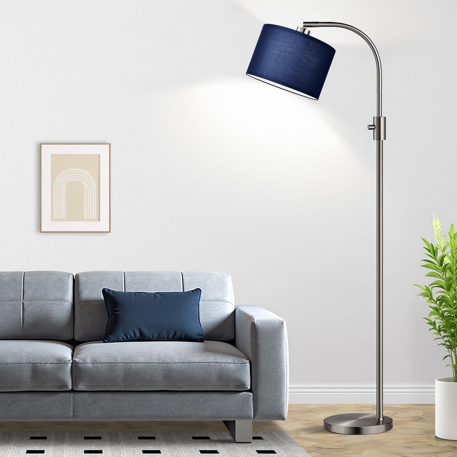 Thumbnail 6 de Nintiue Arc Floor Lamp with Blue Shade