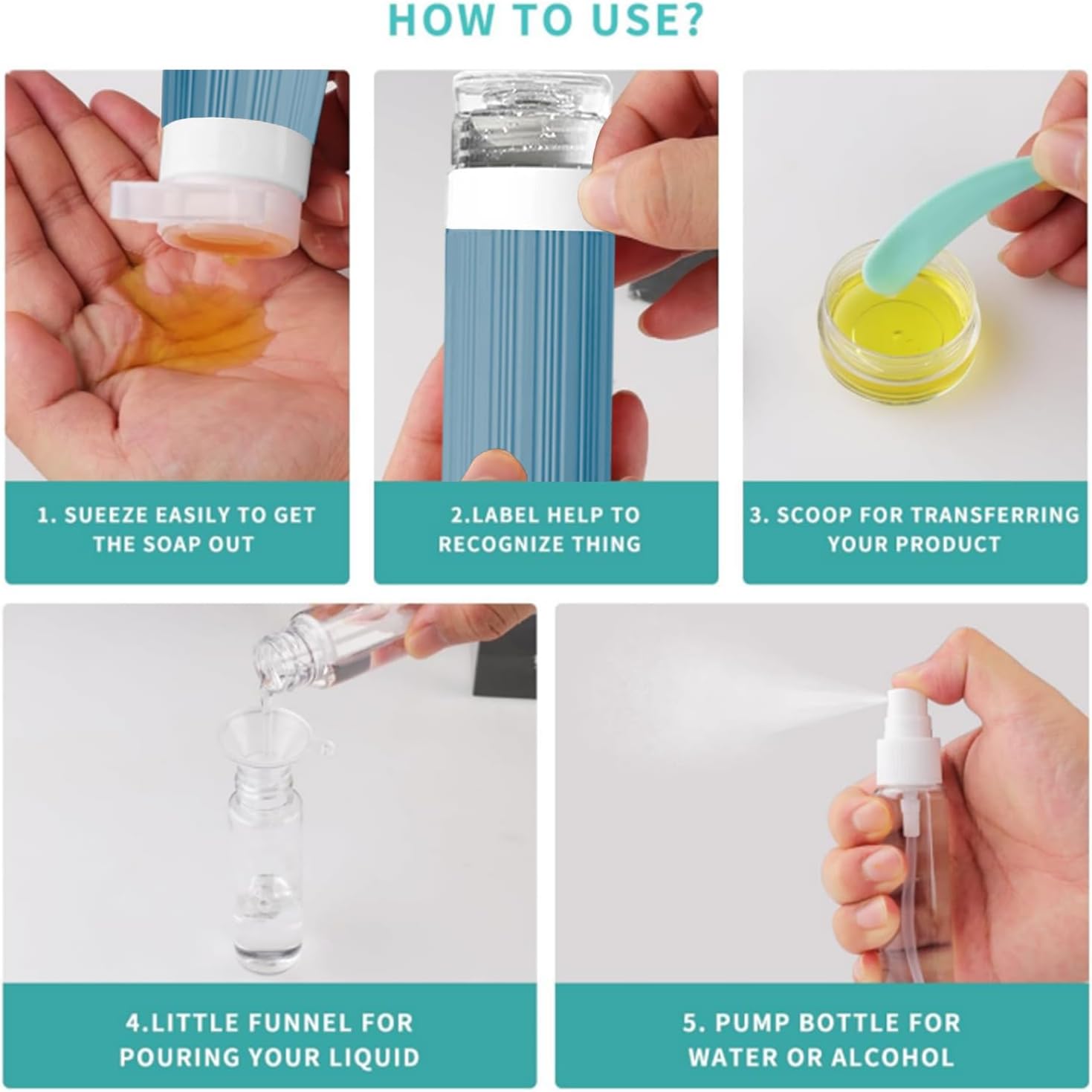 Detalle de NuvaConx 18-pack Travel Bottles for Toiletries