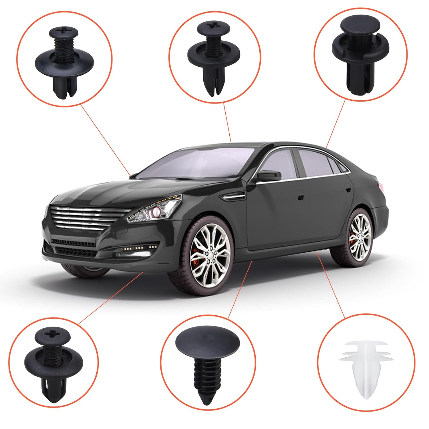 Detalle 2 de Preciva LS25421 – 140 Stück Auto-Befestigungsclips & Spreiznieten-Set für Türverkleidung, Stoßstange & mehr