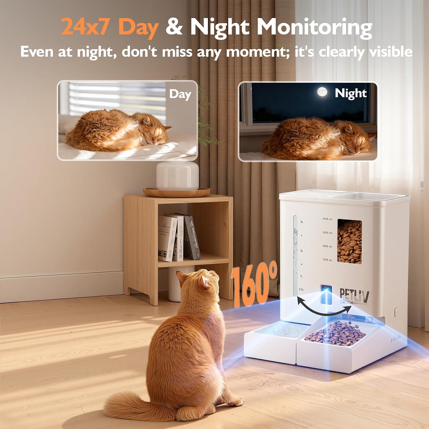 Detalle de PETLIV Automatic Cat Feeder 5L with 2K Camera