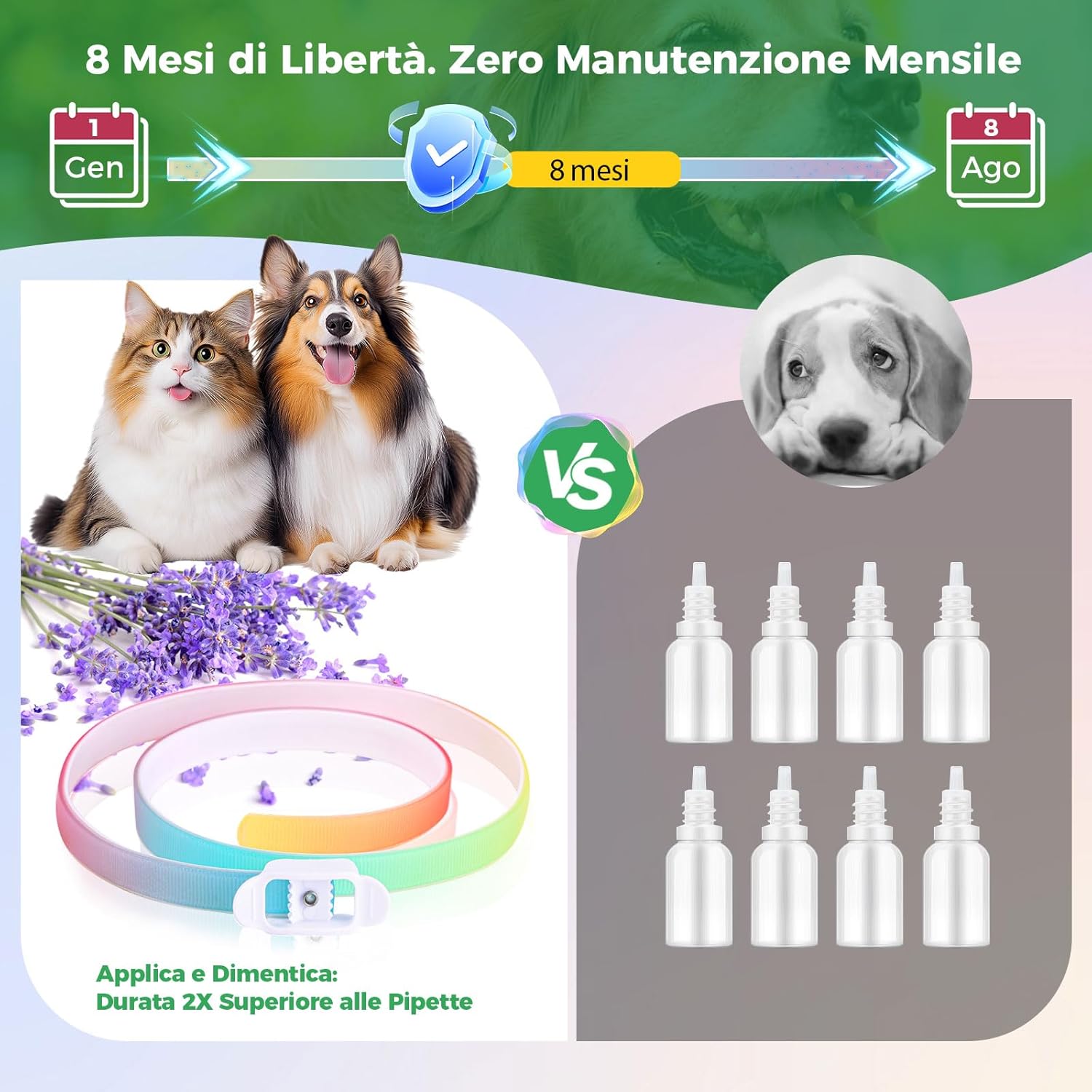 Detalle de Collare antiparassitario per cani 69 cm: impermeabile, regolabile e con uso consigliato di 8 mesi
