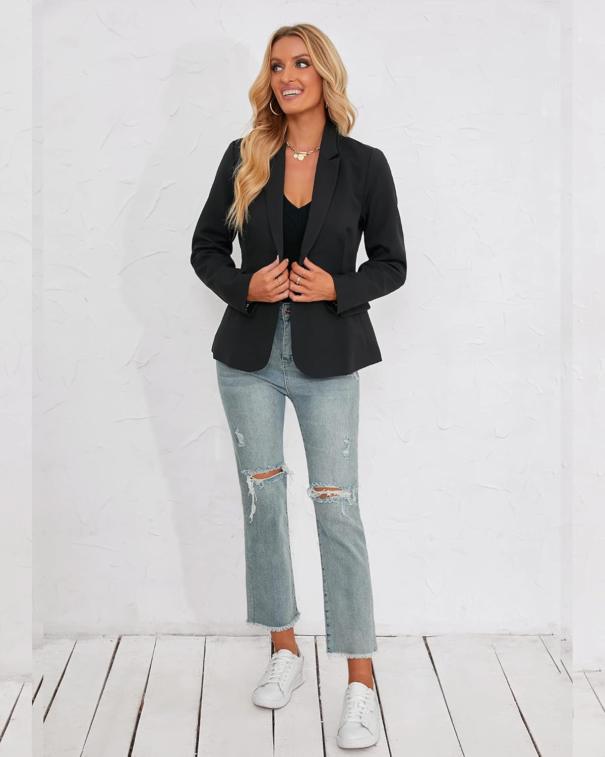 Thumbnail 3 de luvamia Women's Long Sleeve Formal Notch Lapel Blazer with Pockets
