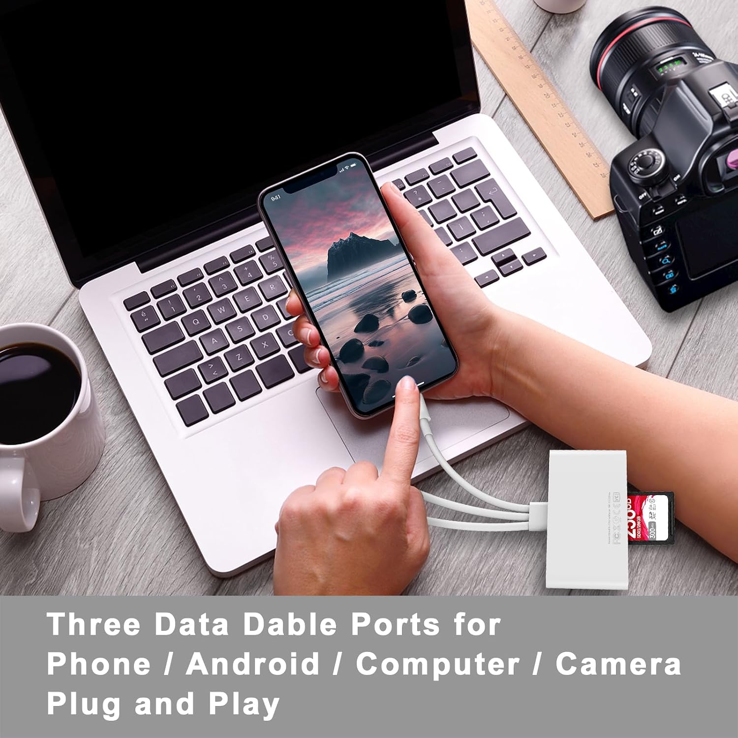 Detalle de 5-in-1 Memory Card Reader, USB OTG Adapter & SD Card Reader for Phone/Pad (USB C & USB A) with Micro SD & SD Card Slots