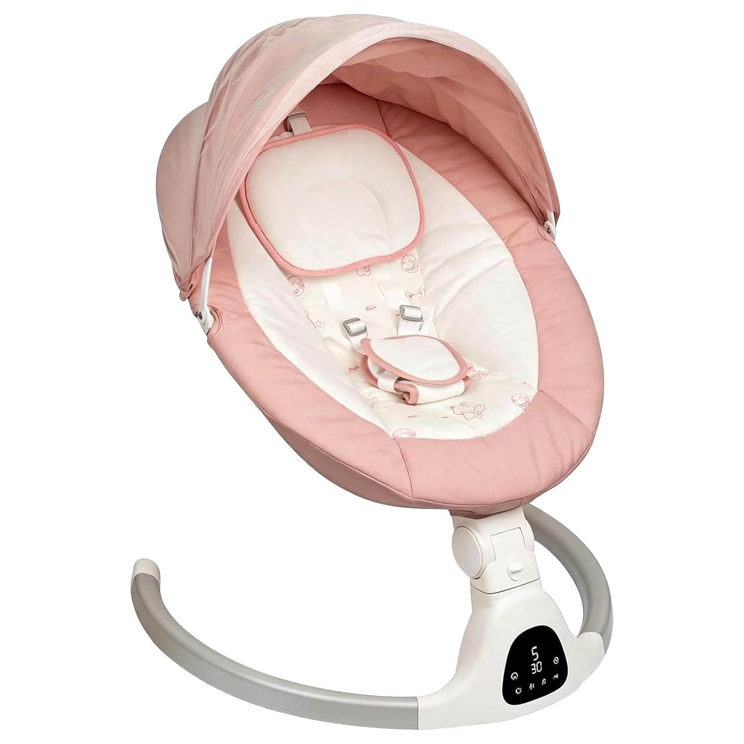Detalle de JFOVMCYG Electric Baby Swing, 5 Speeds, Bluetooth, Timer, Pink