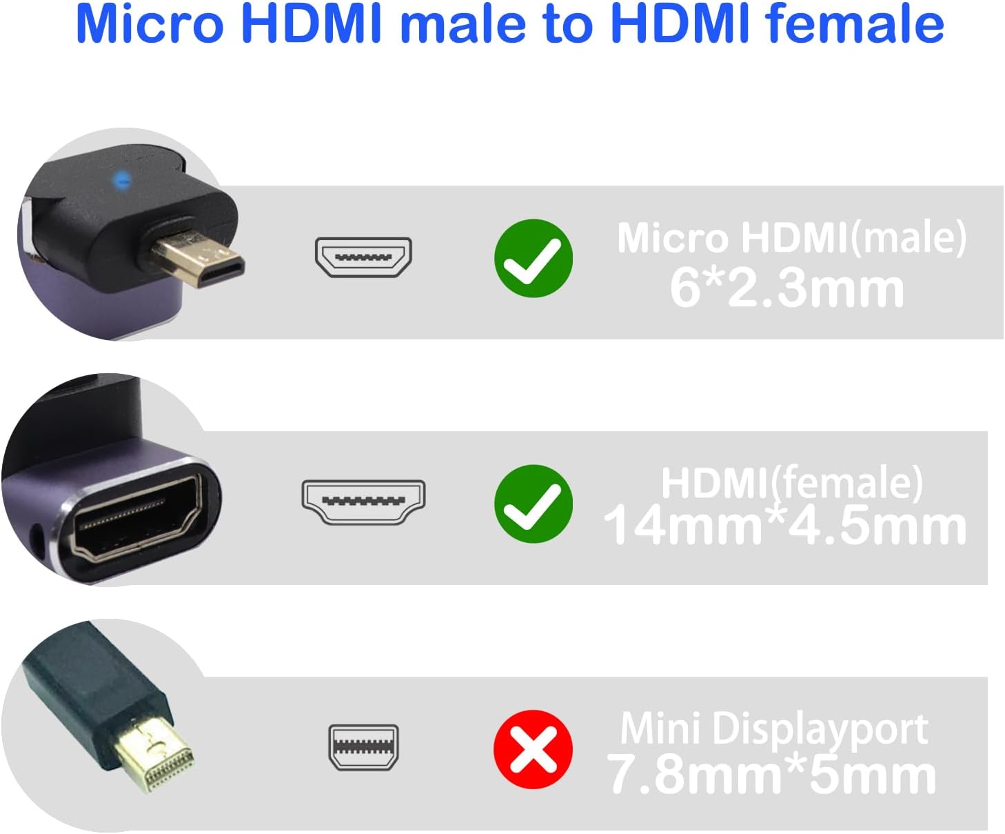 Thumbnail 4 de RIIEYOCA 90° UHD 8K Micro-HDTV Adapter – Micro-HDTV Male zu HDTVS Female, 2er Pack