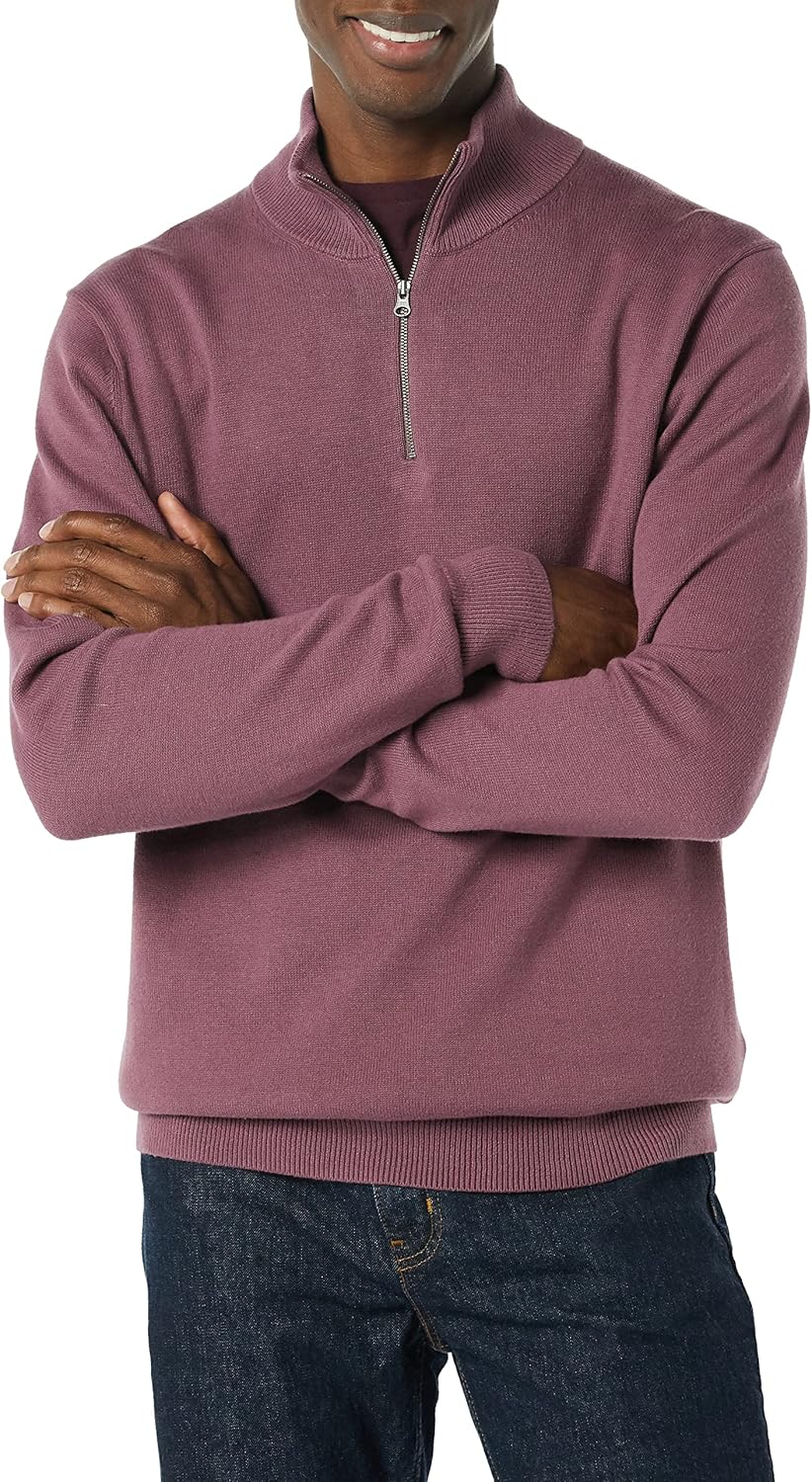 Detalle de Amazon Essentials Homme pull zippé 3/4 en 100% coton à coupe regular