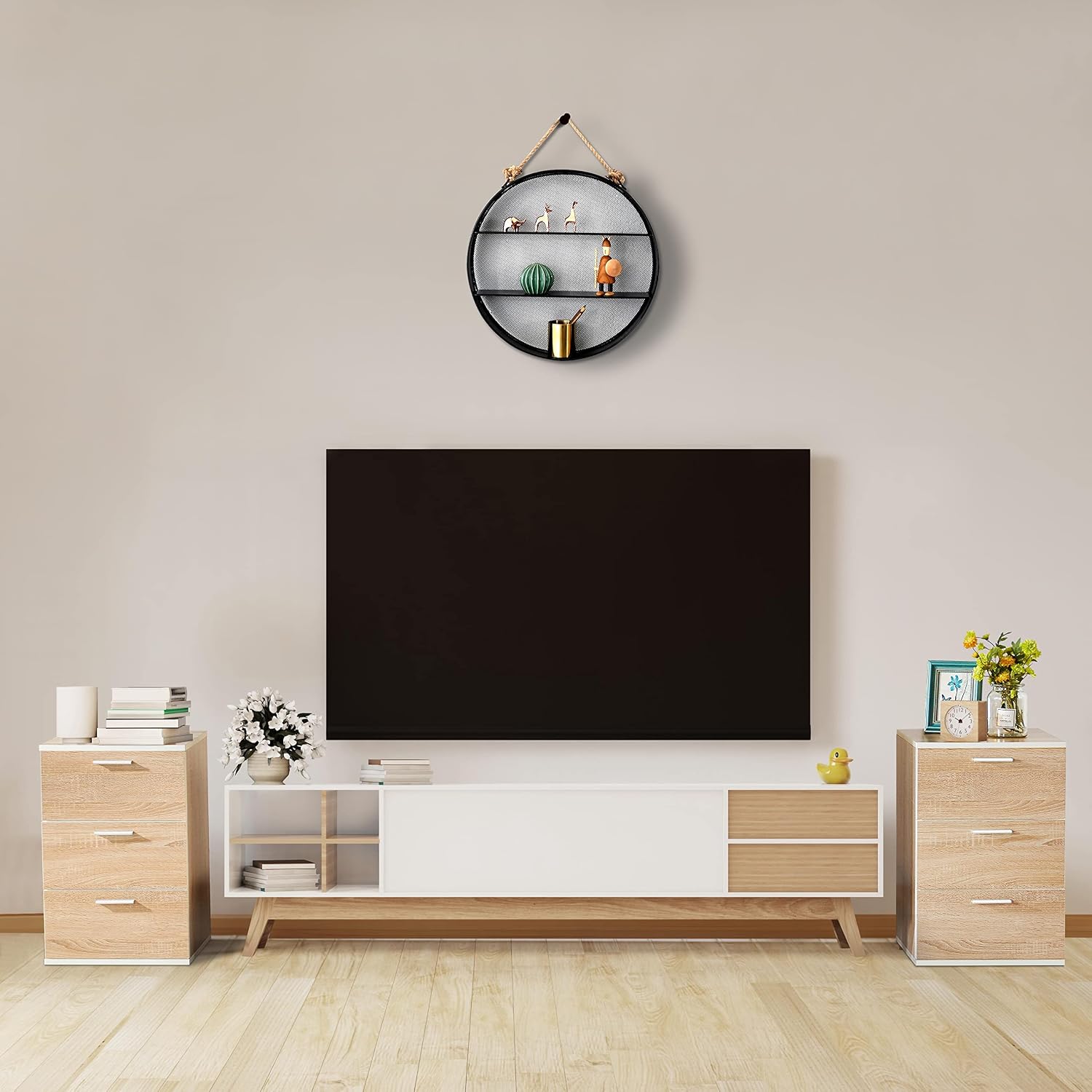 Detalle 2 de Yaheetech Comodino Camera da Letto con 3 cassetti