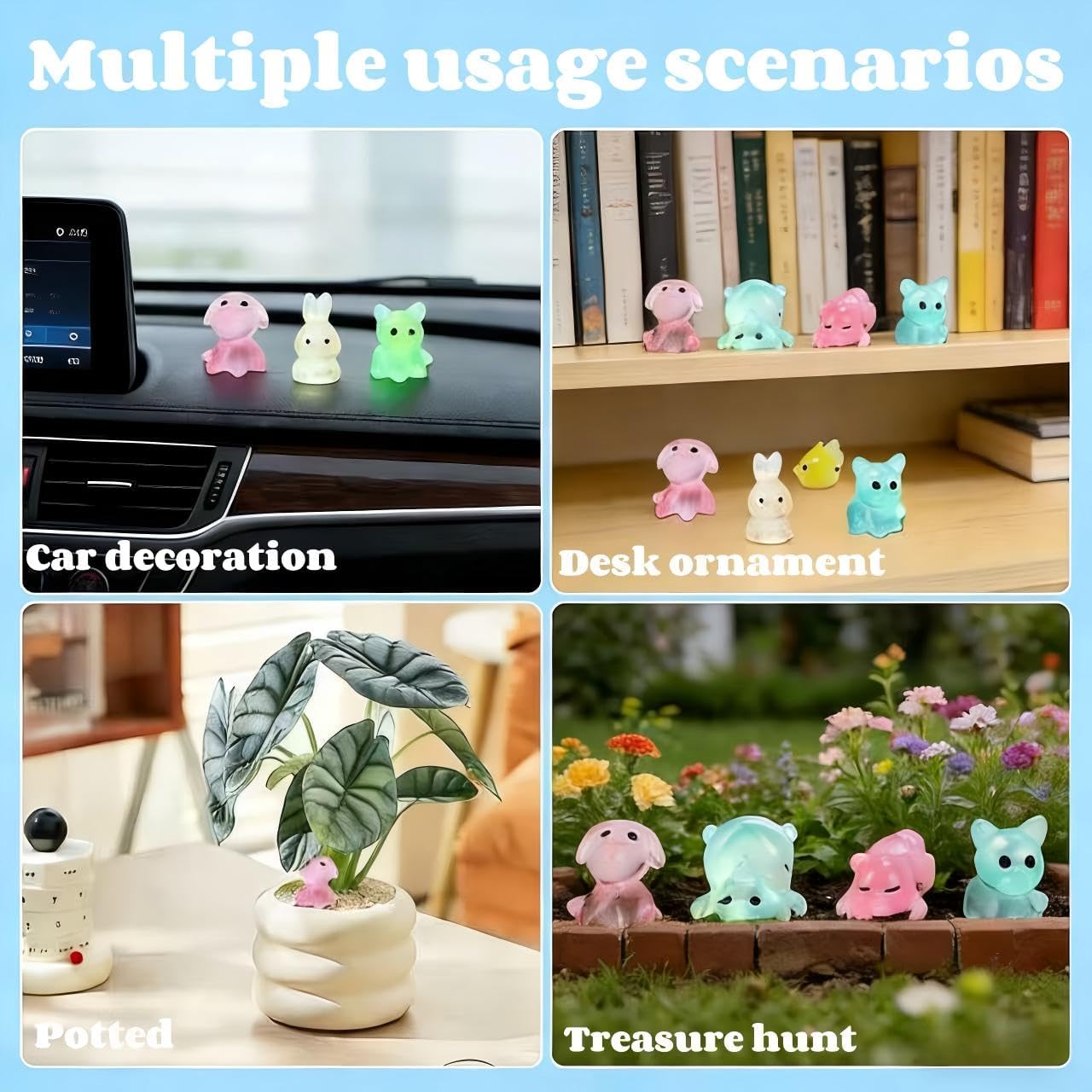 Detalle 1 de Eichopmen YGSZDW-MD-100 Glow-in-the-Dark Mini Resin Animals, 100-Piece Set