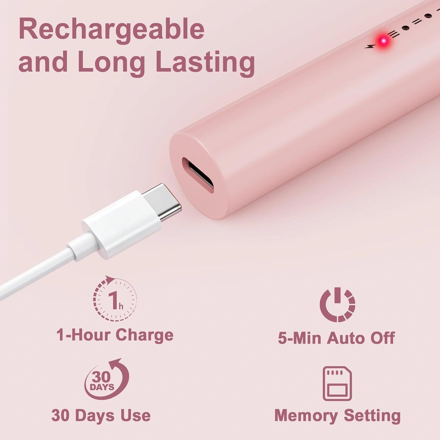 Detalle de 3 in 1 Heated Eyelash Curler Electric with USB-C Rechargeable Power | 3 Interchangeable Heads, 65/75/85°C — Pink