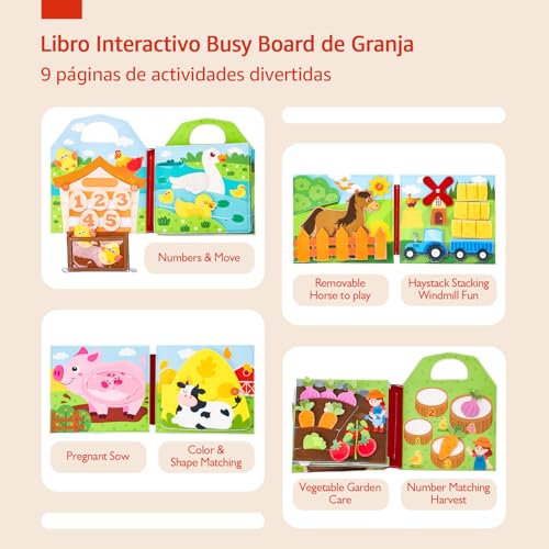 Thumbnail 1 de Libro Montessori Busy Board de hahaland: 8 páginas interactivas en fieltro para niños 1–3 años