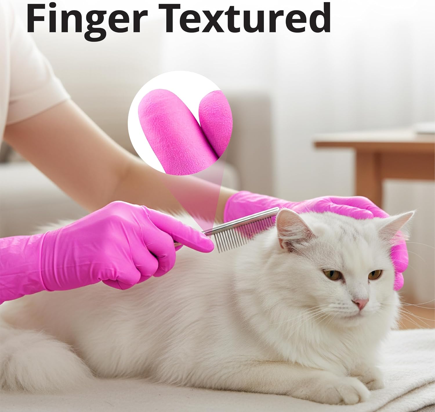Detalle de SwiftGrip Powder-Free Nitrile Gloves, 3-mil, Pink/Fuchsia, Latex-Free & Food-Safe