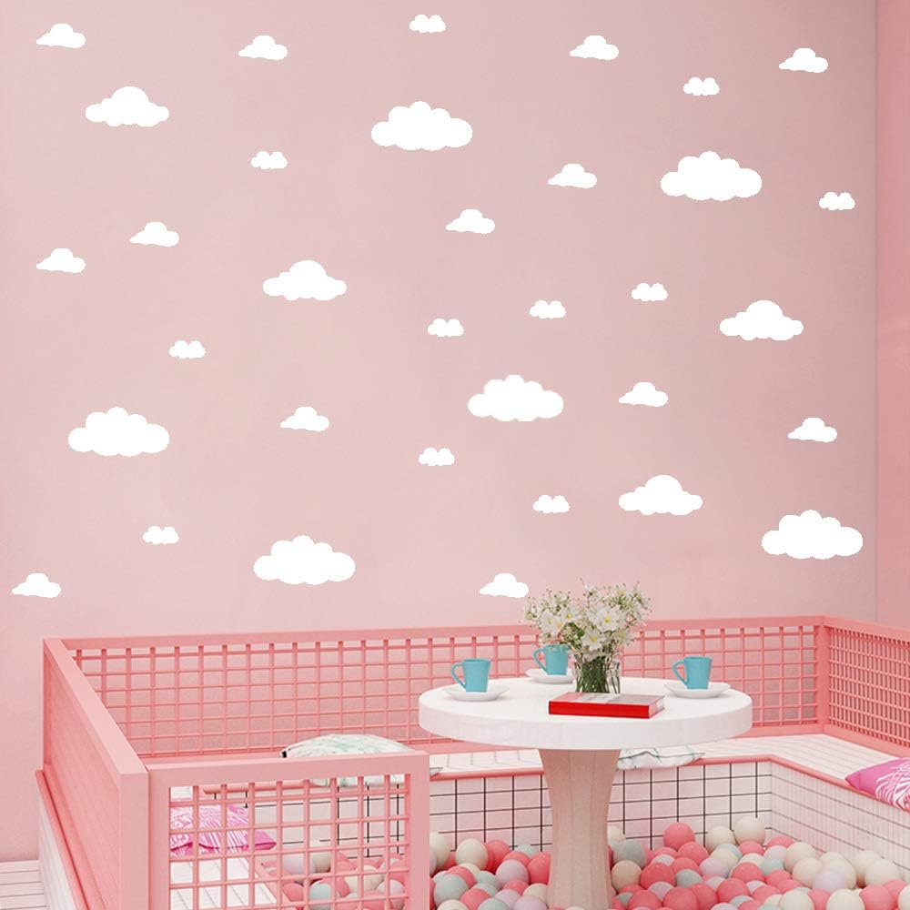 Detalle 2 de ZLZLCFZE White Cloud Wall Decals, 31-Piece Waterproof Vinyl Set