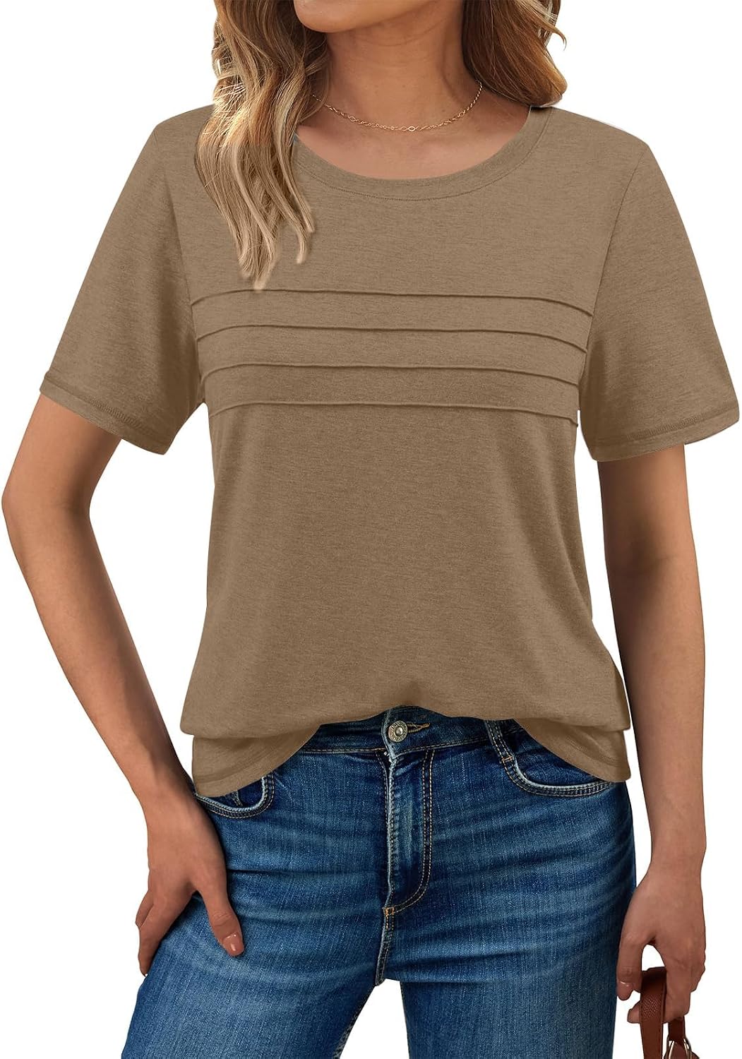 Thumbnail 6 de Haslike Women's Loose-Fit Summer T-Shirt, Plain Crew Neck, Short Sleeves