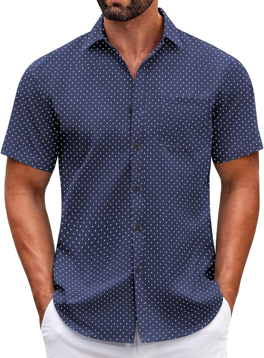 Detalle de COOFANDY Men's Casual Shirt, Short Sleeve