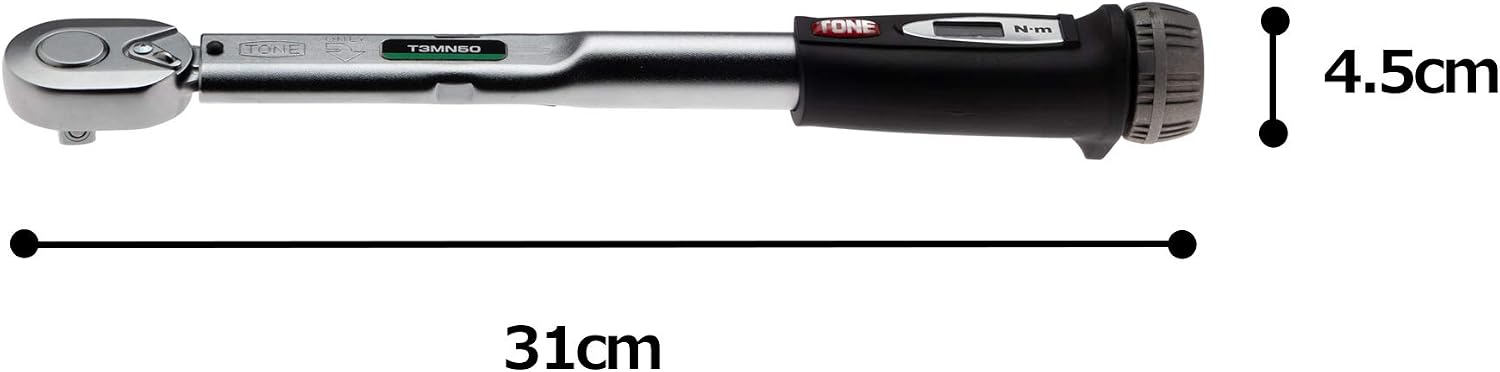 Detalle de トネ(TONE) T3MN50 プレセット形トルクレンチ 9.5mm角・10~50N・m対応