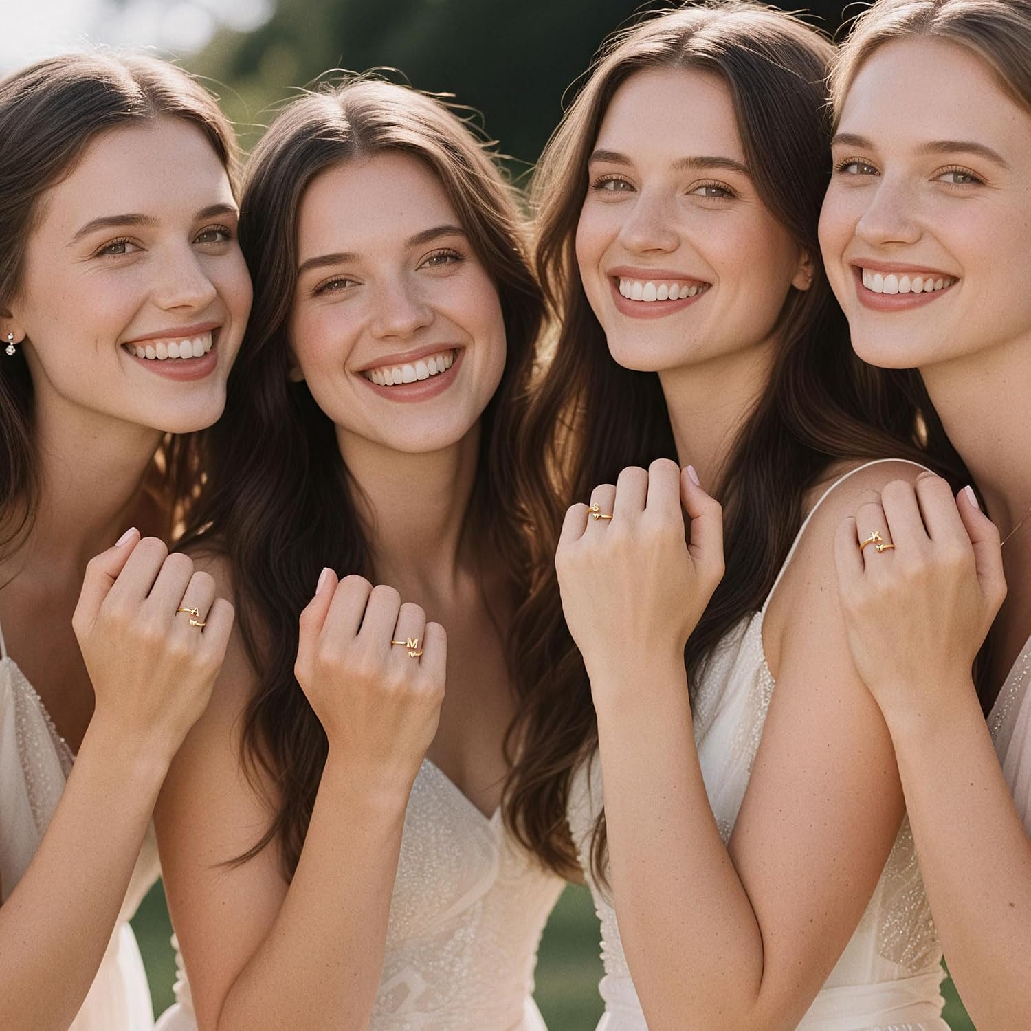 Detalle 2 de Anello TINGN con cuore e iniziali, oro 14K placcato, impermeabile, regolabile – regalo elegante per donna e ragazza
